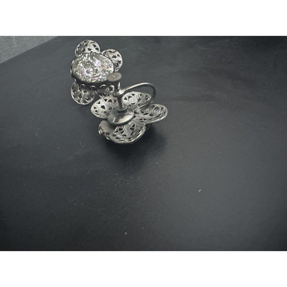 VTG Abalone Butterfly Insect Screw-Back‎ Earrings - Picture 4 of 7